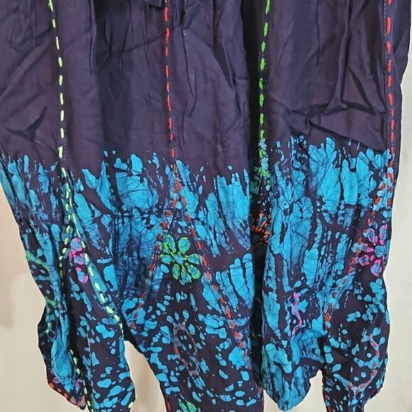 Vintage Floral Tie Dye Hippie Embroidered Shoreline Size L/XL Asymmetrical Hem 9 - Picture 9 of 14